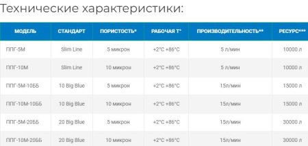 Картридж из термостойкого полипропилена ППГ-10М-10ББ