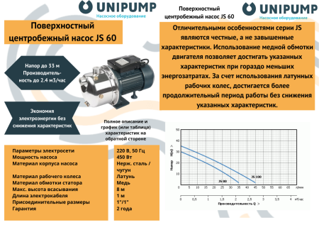 Поверхностный насос JS 60 UNIPUMP