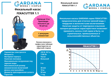 Фекальный насос FEKACUTTER 1.1 GARDANA