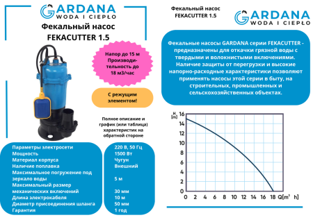Фекальный насос FEKACUTTER 1.5 GARDANA