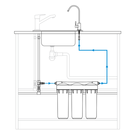 Система очистки воды предназначена для очистки холодной воды АБФ-ТРИА- СТАНДАРТ